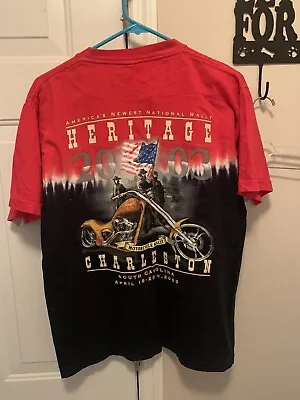 $14 • Buy Vintage 2003 Heritage Motorcycle Rally T Shirt Medium Tie Dye Charleston SC