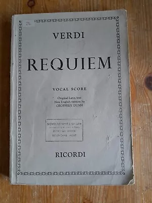 Verdi - Requiem - Vintage Vocal Score Pub Ricordi • $3.72