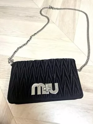 Miu Miu Matelasse Black Leather Shoulder Bag AM432 • $447.89