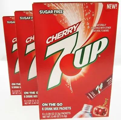 7up Cherry ~ Packets ~ Sugar Free ~ Drink Mix ~ Lot Of 3 • £12.71