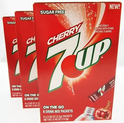 7up Cherry ~ Packets ~ Sugar Free ~ Drink Mix ~ Lot Of 3 • £12.88