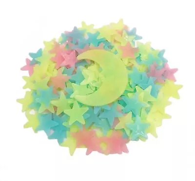 200PCS Plastic Glow In The Dark Luminous Stars & Moon Fluorescent Wall Stickers • $10.73
