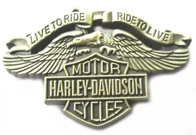 £3.69 • Buy Harley Davidson  Live To Ride/Ride To Live   Brass Finish Metal Enamel Pin Badge