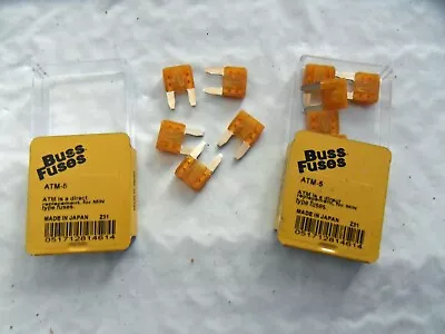 10 New Genuine BUSS 5A 5 Amp ATM Mini Blade Fuses Free US Shipping • $8.01