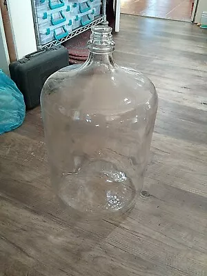 Vintage Clear Glass 5 Gallon Water Bottle Jug Wine Making Liquid Stroage • $69