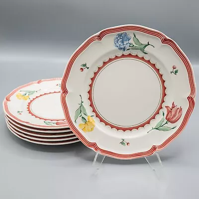 Villeroy & Boch Jardin D'Alsace Fleur Salad Plates 8 1/8  Set Of 6 FREE USA SHIP • $90