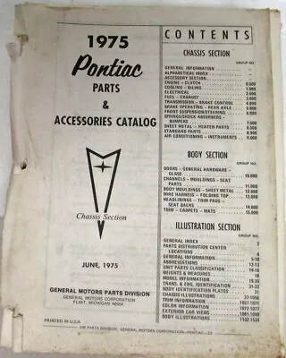 $125.10 • Buy 1975 Pontiac Parts And Accessories Book Catalog 1963-1975 GTO Firebird Tempest