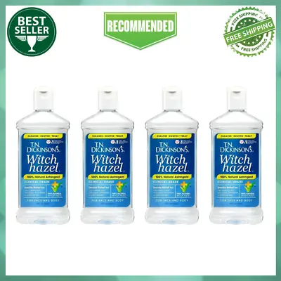 TN Dickinsons Witch Hazel Astringent For Face & Body 100% Natural 16 Fl (4 PACK) • $17.99