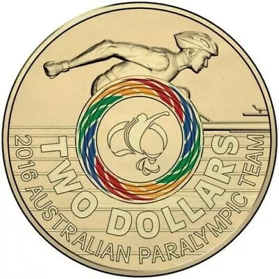 Rio Paralympics Team $2 Two Dollar Coloured Coin Queen 2016 Australia Rare CIRC • $7.99