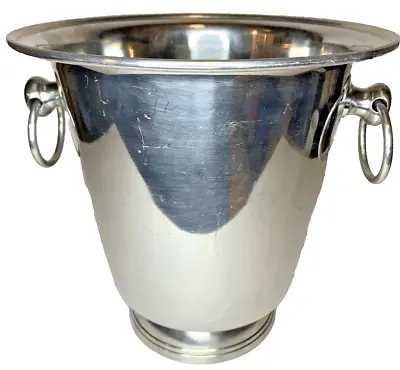 Champagne Bottle Ice Bucket Aluminum 10” -Double Ring Handled Open-ended Classic • $29.99