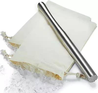 12.5  Stainless Steel Cocktail Muddler With Lewis Ice Bag Kit Extra Long  • $24.99