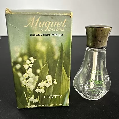 Vintage Coty Muguet Des Bois .50 FL OZ Bottle With Box EMPTY - CREAMY DRY SKIN • £9.49