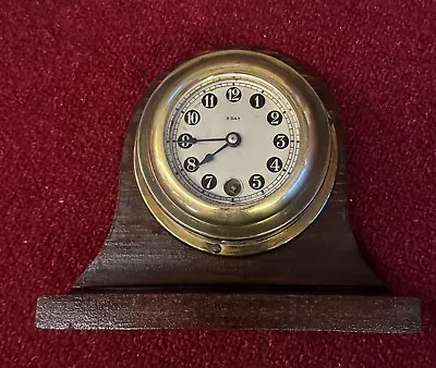 New Haven 8 Day 3 Inch Dial Brass Ships Clock With Base. Original Finish And Key • $49.99