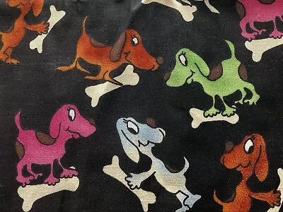 Colorful Dachshunds Tossed On Black Quilt Cotton Jo-Ann # 21725 1.75 Yds • $17