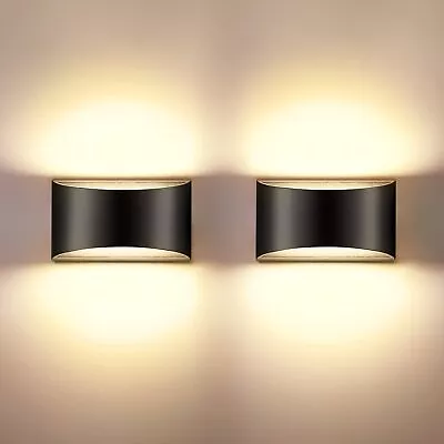 Set Of 2 Dimmable Indoor Wall Lights Modern Black Led Up Down Wall Lights • $68.94