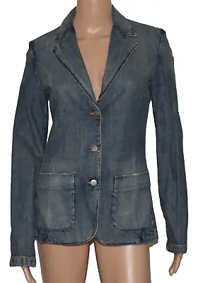 Miss Sixty Italy Blue Denim V-Neck Blazer Jacket Size S • $44.95