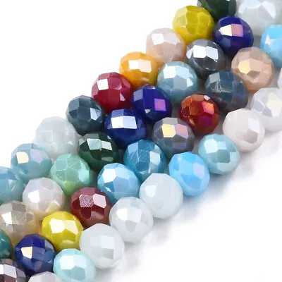 £2.89 • Buy Mixed Glass Beads Crystal Rondelle Abacus Faceted Jewellery Making AB 6mm X85