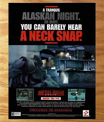 Metal Gear Solid PC Konami Alaskan - Video Game Print Ad / Poster Promo Art 2001 • $14.99