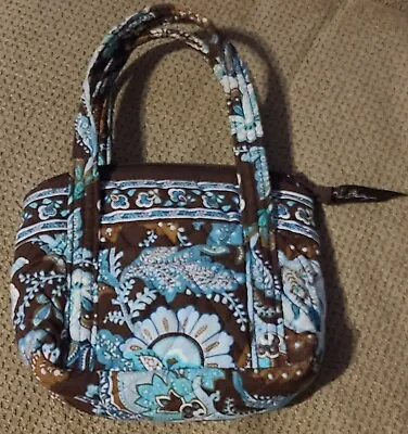 Vera Bradley Java Blue Brown & Turquoise Paisley Floral Top Zip Sm Handbag Purse • $25.50