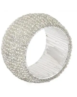 Set X4 Beaded Silver Napkin Rings Table Decoration • £3.99