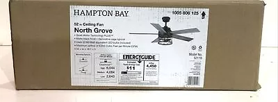 Hampton Bay North Grove 52 In. Indoor Matte Black Ceiling Fan W/Remote (OPEN) • $84.99