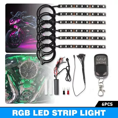 6Pcs Motorcycle RGB 72 LED Neon Under Glow Lights Strip Kit For Harley Davidson • $20.79