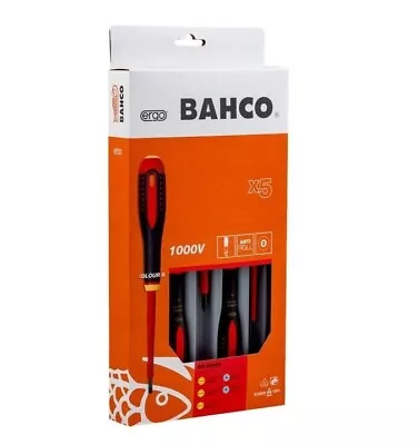 Bahco ERGO 5 Piece VDE 1000V Insulated Screwdriver Set Slotted & Pozi BE-9882S • £25.39