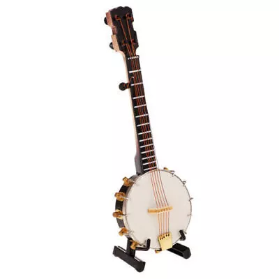 Miniature Wooden Banjo Dollhouse Handmade Traditional Musical Instrument 1/6 • $15.26