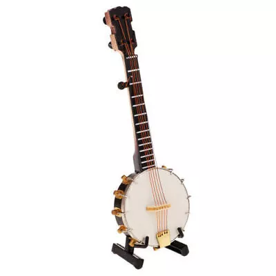 Miniature Wooden Banjo Dollhouse Traditional Musical Instrument 1/6 Handmade • $14.99