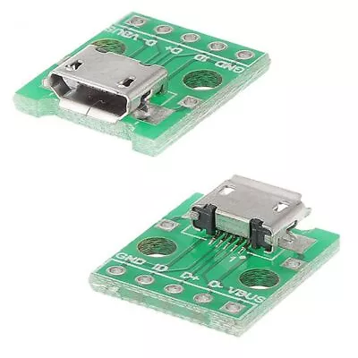 2 X USB Micro Female Socket Breakout Board 2.54mm Pitch Adapter Connector DIP • £2.29