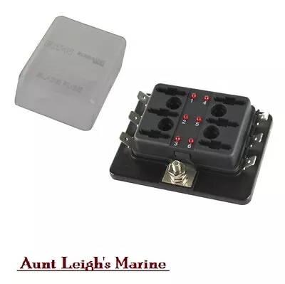 SeaChoice Marine 6 Gang Indicating ATC Fuse Panel Block LED Lights Up When Blown • $37.88