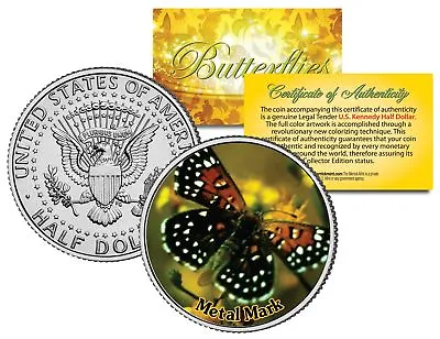 $8.95 • Buy METAL MARK BUTTERFLY JFK Kennedy Half Dollar US Colorized Coin
