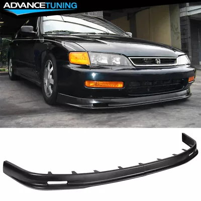 Fits 96-97 Honda Accord Mugen Style PU Front Bumper Lip 2PCS Unpainted Black • $65.87