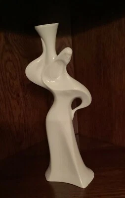 $7 • Buy Naaman Israel White Cast Porcelain Abstract Woman Lady Vase Figurine 10  X 4 