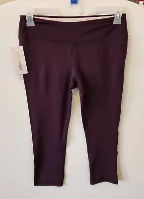 NWT Marika Sport Leggings Yoga Pants Womens L 12-14 Athletic Crop Capri Wine NEW • $16.95