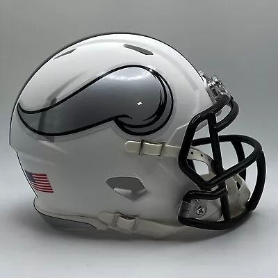 Minnesota Vikings CUSTOM Matte White - Metallic Silver Mini Football Helmet • $65