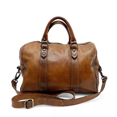 I Medici Of Florence Burnished Brown Leather Satchel Crossbody Handbag • $55.99