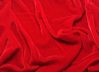 Silk Rayon Velvet Red Solid Fabric 45” Clothingdraperydresses By The Yard • $37