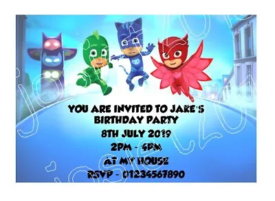 Personalised PJ Mask Inspired Birthday Party Invitations - Pack Of 12 • £3.30