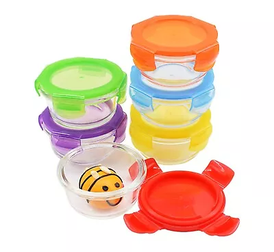 Baby Food Storage Containers Set Weaning Bowls Cubes BPA-Free Glass Mini Boxes 6 • £12.49