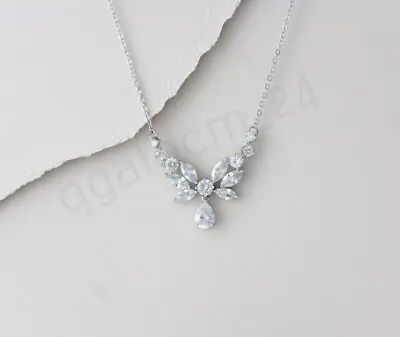 Pear Marquise Lab Created Diamond Women's Pendant & Necklace 925 Sterling Silver • $481.43