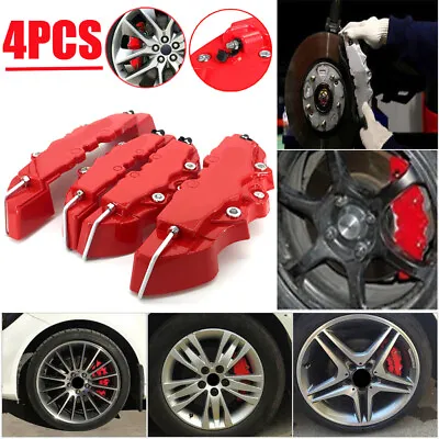 4PC Red Car Universal Disc Brake Caliper Covers Front+Rear Car Brake Accessories • $12.69