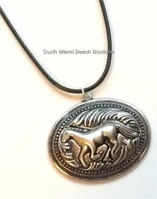 Mustang Horse Necklace Country Western Cowgirl Silver Plated Pendant 18  USA • $9.99