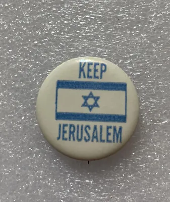 Vtg Pin KEEP JERUSALEM Israel Jewish Political Cause Protest Button 1 1/4  • $6.59