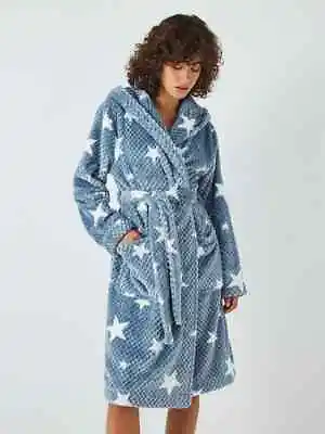 John Lewis Dressing Gown Robe Small Blue Luxury Waffle Star NO BELT BNWT RRP£34 • £22.95