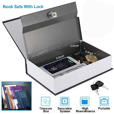 £10.99 • Buy Dictionary Hollow Book Metal Box Lock & Key Safe Diversion Secret Stash Booksafe