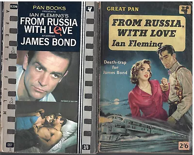 2 Ian Fleming James Bond Vintage Pan From Russia With Love Paperbacks Film & 2nd • £9.95