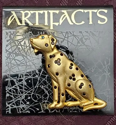 Vintage JJ Jonette Dalmation Rhinestone Dog Brooch Pin • $23