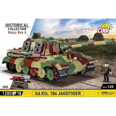 Cobi 2580 1:28  WWII Sd.Kfz. 186 Jagdtiger Military Construction Kit 1280 Pieces • $153.09