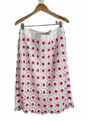 NWT J Crew Skirt Womens 16 White Pink Floral Crochet Pencil Cottagecore Feminine • $89.99